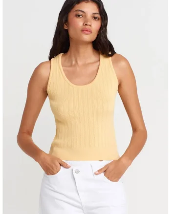 Bluza dama,  bluza fara maneci, mulata, galben lamaie, casual,
