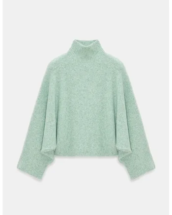 Pulover dama,  supradimensionat, verde menta, fara inchidere, maneca lunga,