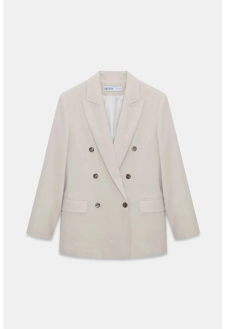 Sacou Dama  Bej Natural, Croiala Regulara, Guler Sal, Crep,