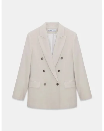 Sacou Dama  Bej Natural, Croiala Regulara, Guler Sal, Crep,