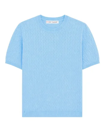 Bluza dama,  regular fit, texturata, Albastru deschis, 70% viscoza, 30% poliester,
