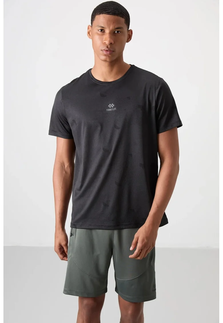 Tricou  model Bird's Eye, negru, 100% poliester