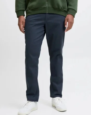 Plus Pantaloni chino, JPSTMARCO JJDAVE, barbati big sizes, Slim Fit, Bleumarin inchis, 42, 34