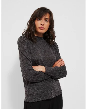 Bluza din Mélange cu Bufuri Grafit, Gri grafit