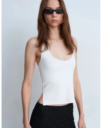Bluze dama,  Bluza DILVIN cu guler halter, decupaje, alb, 47% modal, 46% bumbac, 7% elastan,