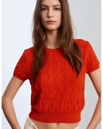 Bluze dama,  bluza scurta, portocaliu, 100% poliamida,