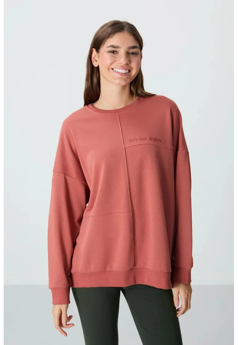 Hanorac  oversized, rosu caramiziu, bumbac 88%, femei,