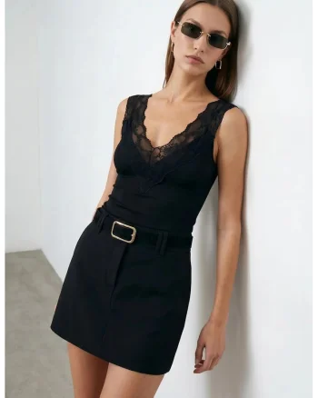 Bluza dama,  bluza mulata din dantela, negru, captusita,