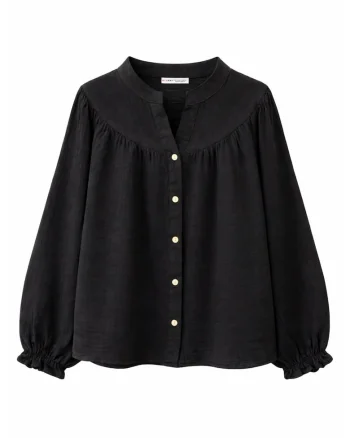 Camasi dama,  camasa de bumbac muselina, negru, maneca lunga, 100% bumbac