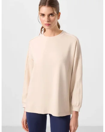 Bluza dama,  tunica supradimensionata, casual, bej natural, material elastic,