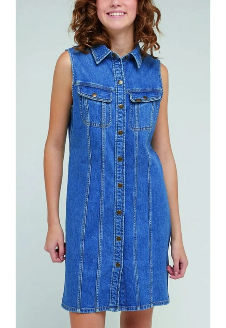 Rochie dama,  Albastru, Bumbac