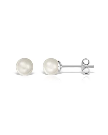 Cercei argint 925 cu perle naturale 6 mm surub, Alb | Auriu