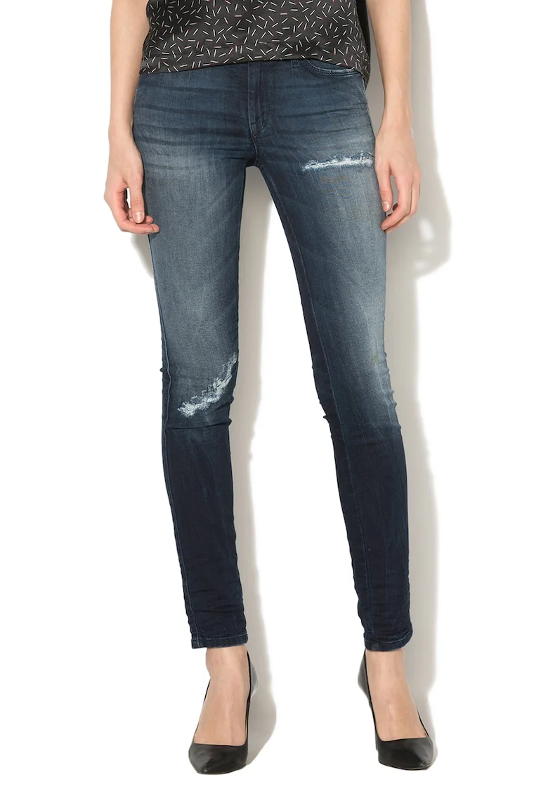 Blugi skinny cu rupturi decorative Doris, Albastru stins