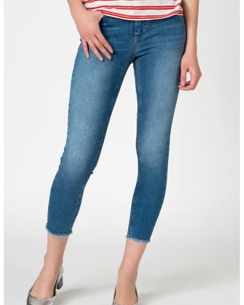 Blugi skinny cu talie inalta si aspect decolorat Blush Life, Albastru