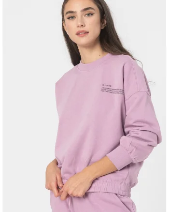 Bluza sport de bumbac organic cu decolteu la baza gatului si maneci cazute Kawi, Lila