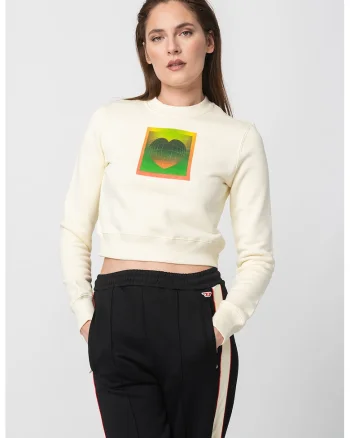 Bluza sport crop cu decolteu la baza gatului Slimmy, Rosu/Verde/Crem