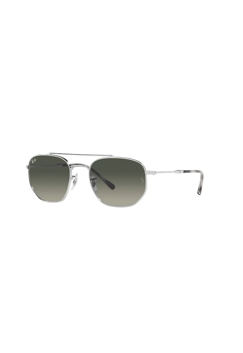 Ochelari de soare aviator unisex cu rama metalica, Negru/Argintiu