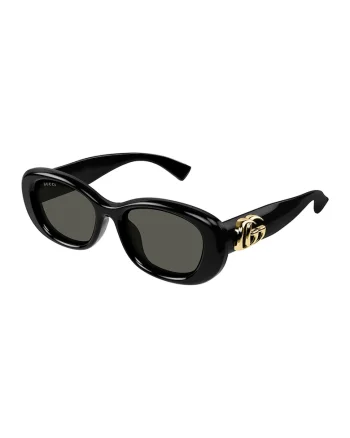 Ochelari de soare ovali cu rame masive, Auriu/Negru