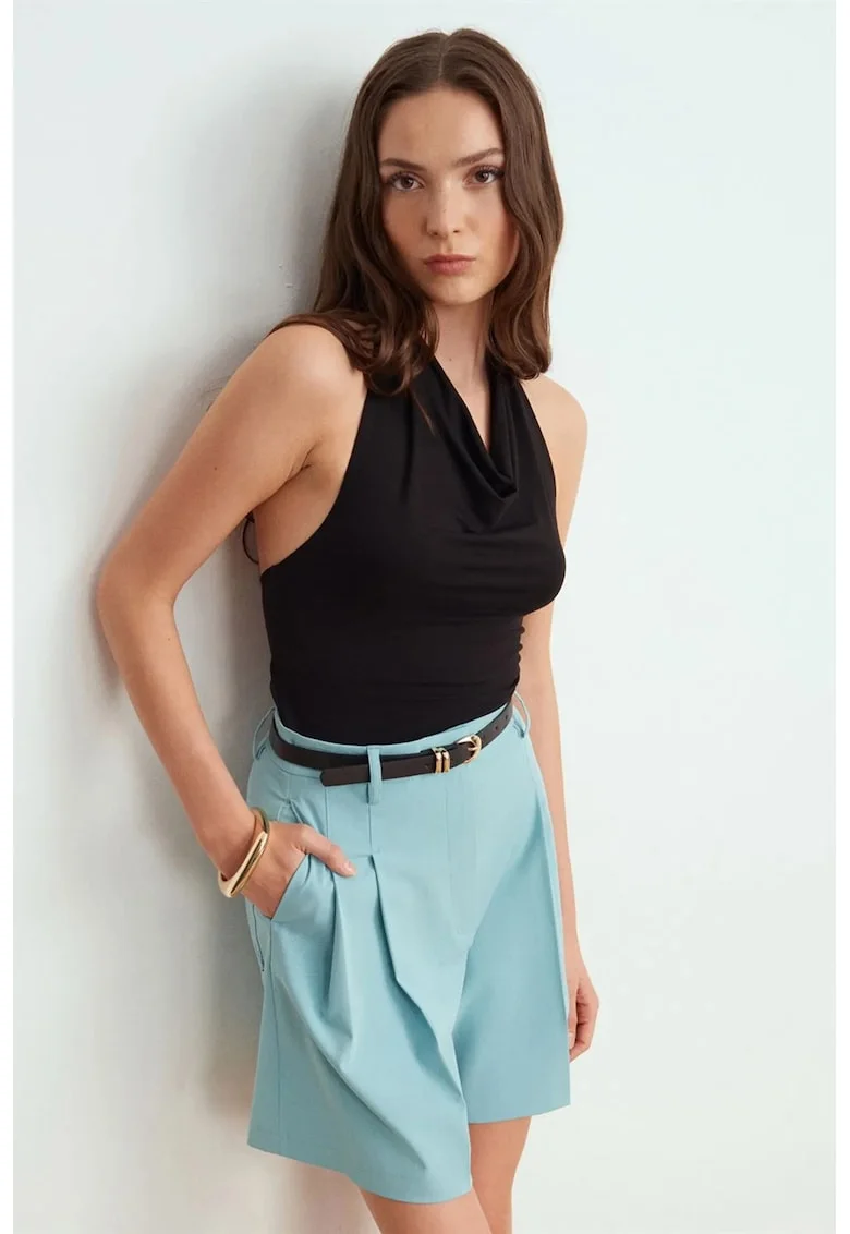 Bluza dama,  bluza fara maneci, elegant, negru, tencel si elastan