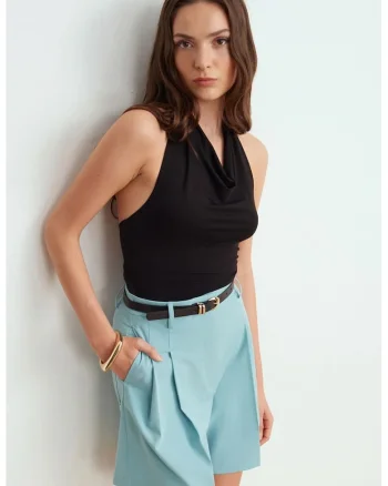 Bluza dama,  bluza fara maneci, elegant, negru, tencel si elastan