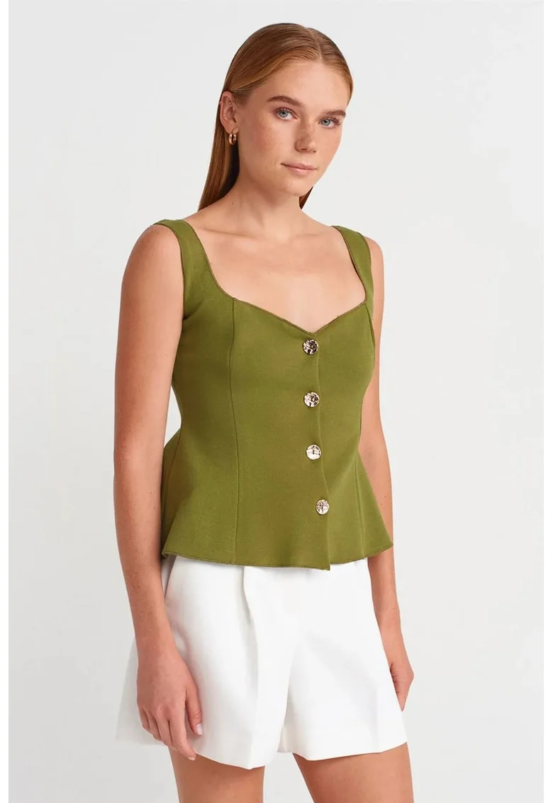 Bluza dama,  tip Peplum, mulata, verde kaki, viscoza