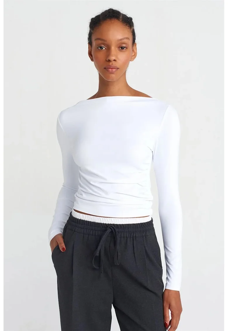 Bluza dama,  slim fit, casual, alb, 93% nailon, 7% elastan