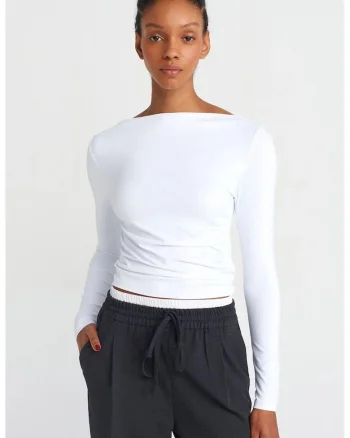 Bluza dama,  slim fit, casual, alb, 93% nailon, 7% elastan
