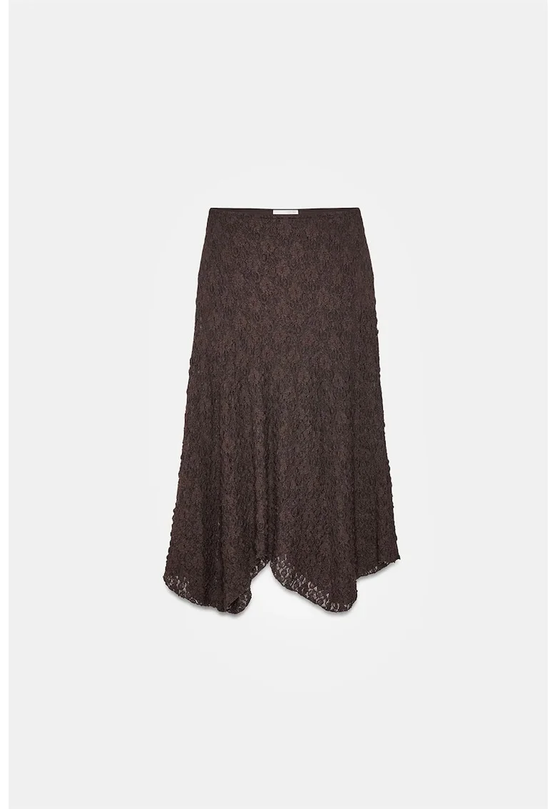 Fusta midi  dantela, elastic, negru, elegant