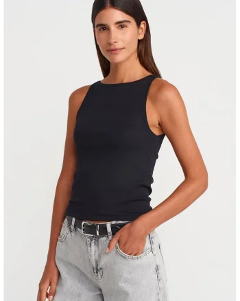 Bluza dama,  slim-fit, negru, tricot subtire cu nervuri