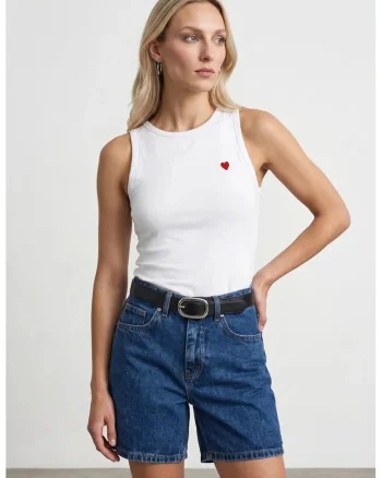 Bluza dama,  brodata, slim-fit, alb, bumbac-elastan