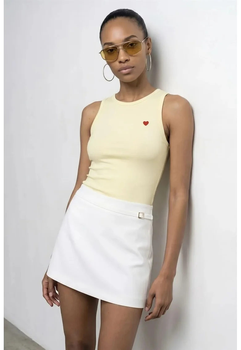 Bluza dama,  bluza brodata, casual, galben lamaie, 95% bumbac