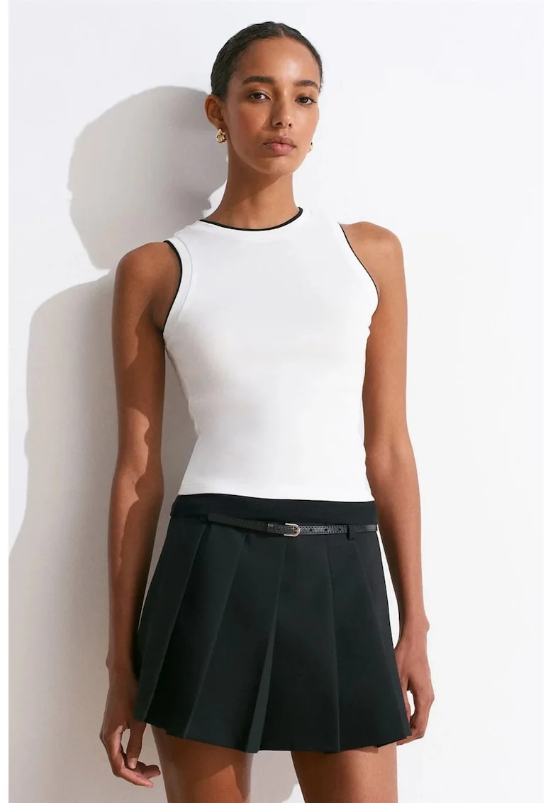 Bluza dama,  fara maneci, alb, bumbac reiat