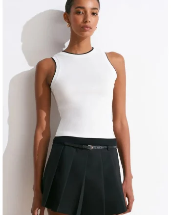 Bluza dama,  fara maneci, alb, bumbac reiat