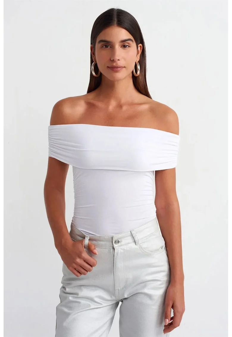 Bluza dama,  Jersey Slim Fit, elegant, alb, 92% viscoza