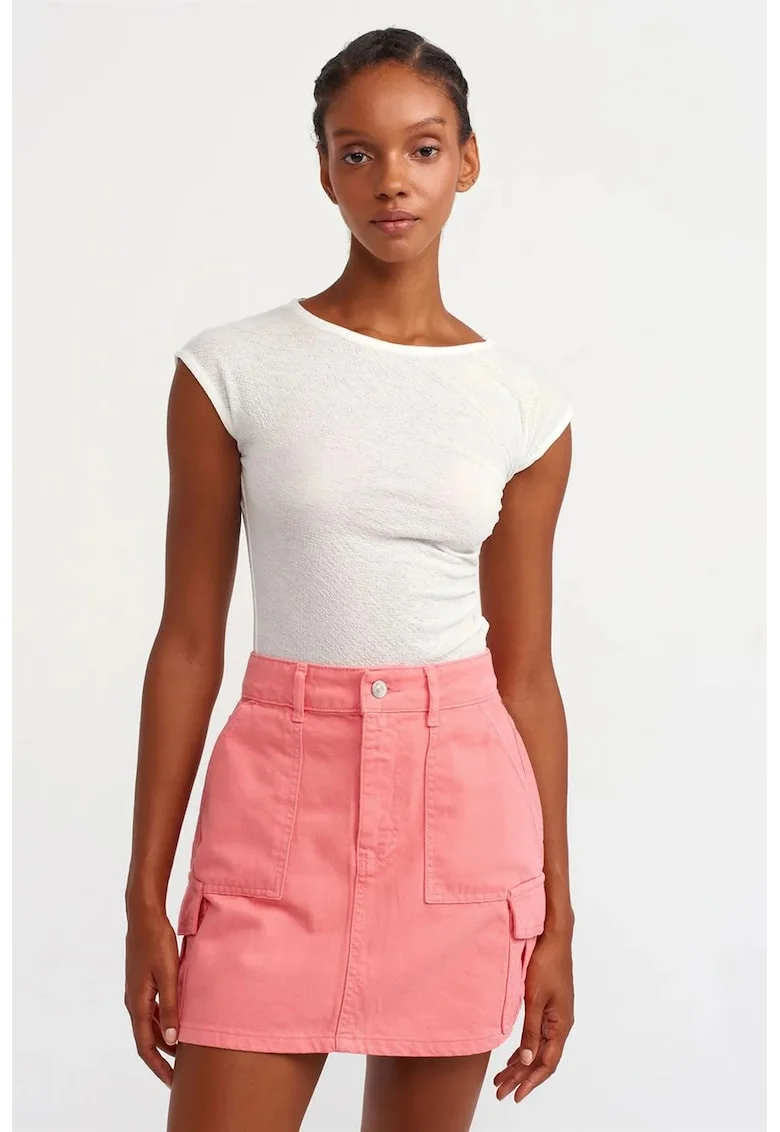 Bluza dama,  bluza mulata, decolteu barcuta, alb, poliester-elastan