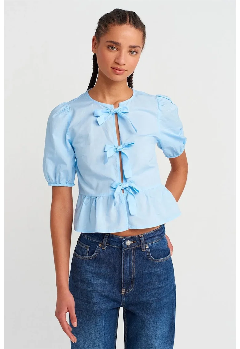 Bluze, Femei, Bluza crop de dama  cu detaliu funda,