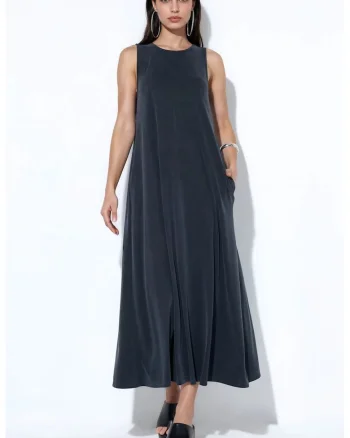 Rochie Maxi,  Casual, Drapaj, Negru, Jerseu