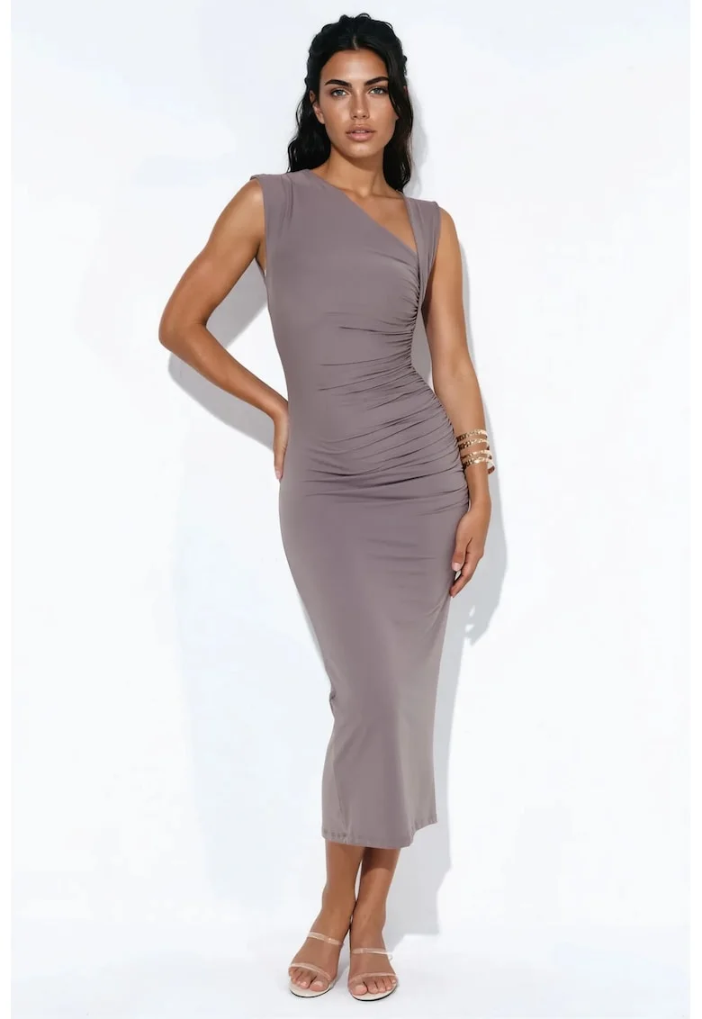 Rochie Maxi,  Elegant, Drapaj, Maro Mocha, Poliamida/Elastan