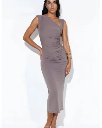 Rochie Maxi,  Elegant, Drapaj, Maro Mocha, Poliamida/Elastan