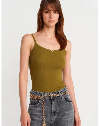 Bluza Cami,  Slim Fit, Kaki, 100% bumbac, fara inchidere