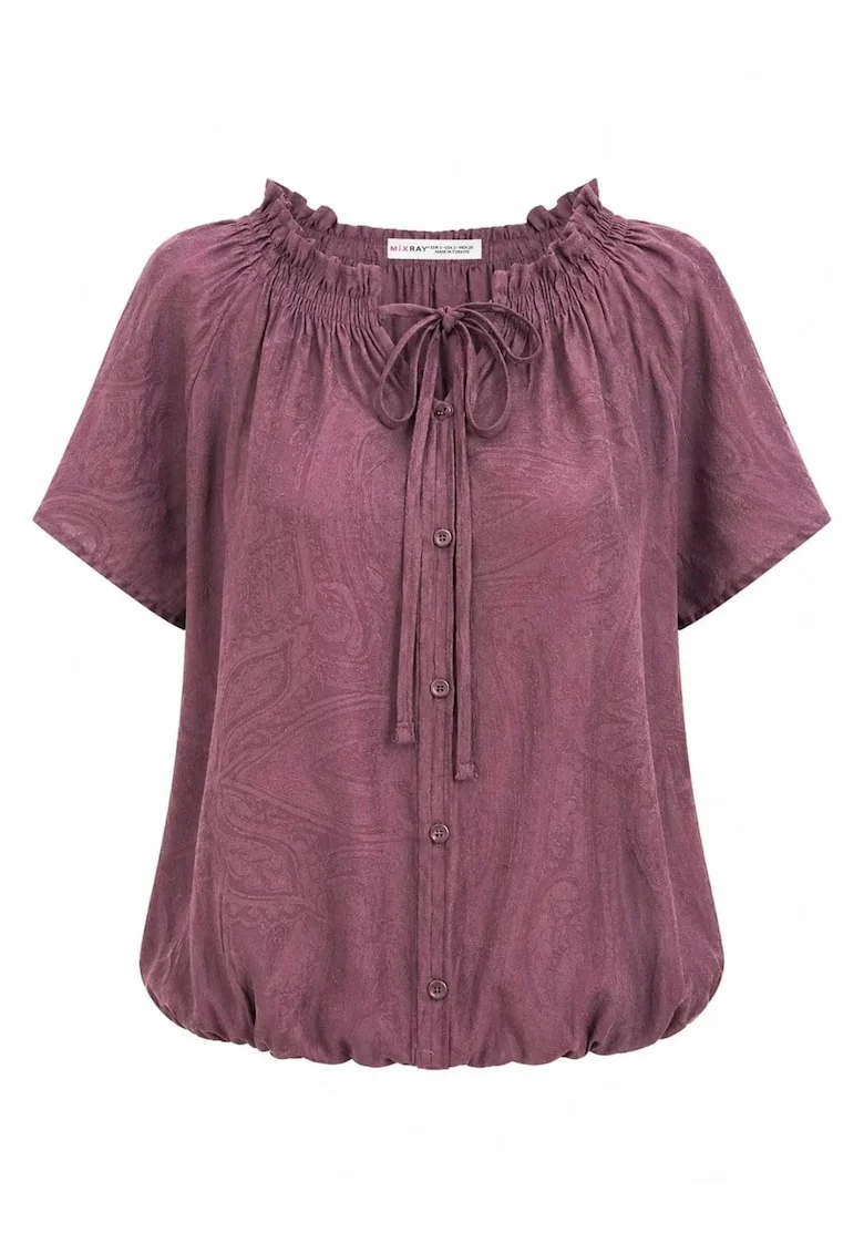Bluza dama,  regular fit, imprimeu Paisley, mov, material subtire