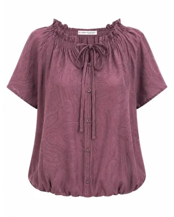 Bluza dama,  regular fit, imprimeu Paisley, mov, material subtire