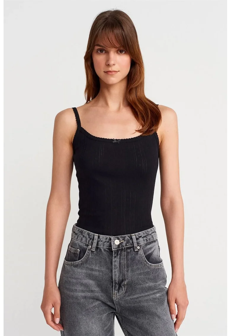 Bluza Cami  slim fit, neagra, bumbac reiat, fara inchidere