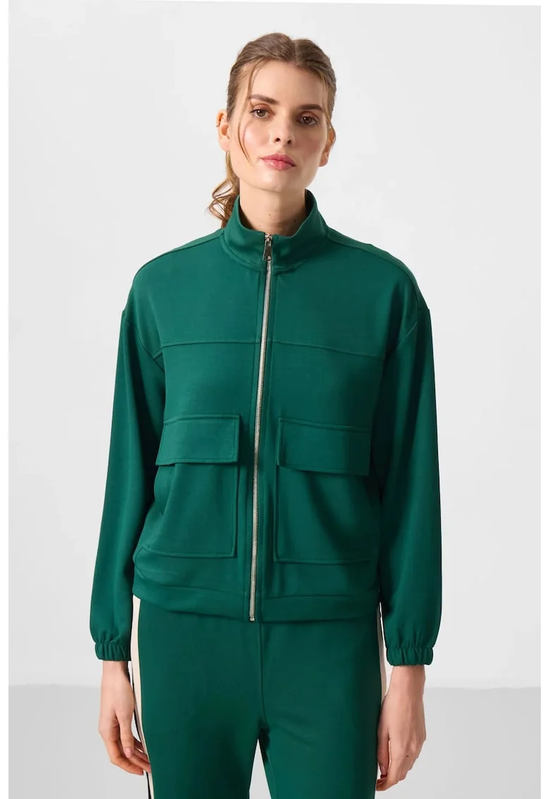 Bluza dama,  supradimensionata, verde padure, amestec viscoza-poliester-elastan