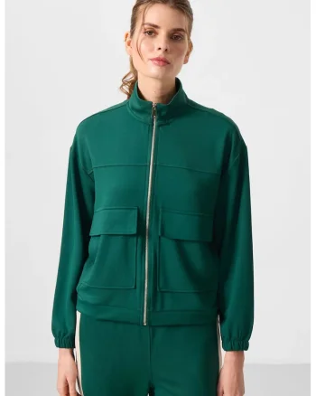 Bluza dama,  supradimensionata, verde padure, amestec viscoza-poliester-elastan