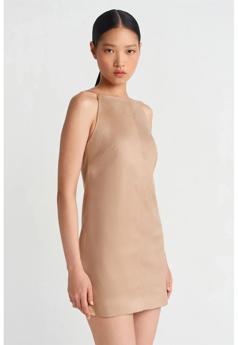 Rochie Mini Femei  Eleganta, Fara Maneci, Tan Natural, Poliester