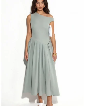 Rochie Midi,  Eleganta, Verde salvie, Poliester/Elastan