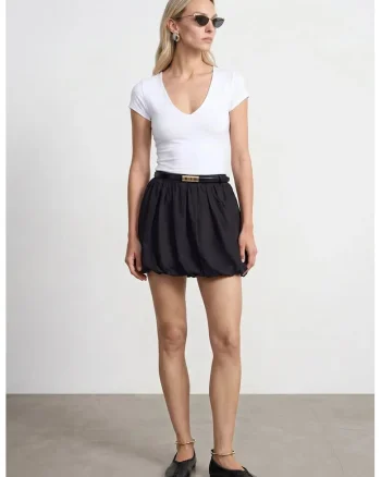 Bluza de dama,  slim fit, decolteu in V, alb, bumbac cu elastan