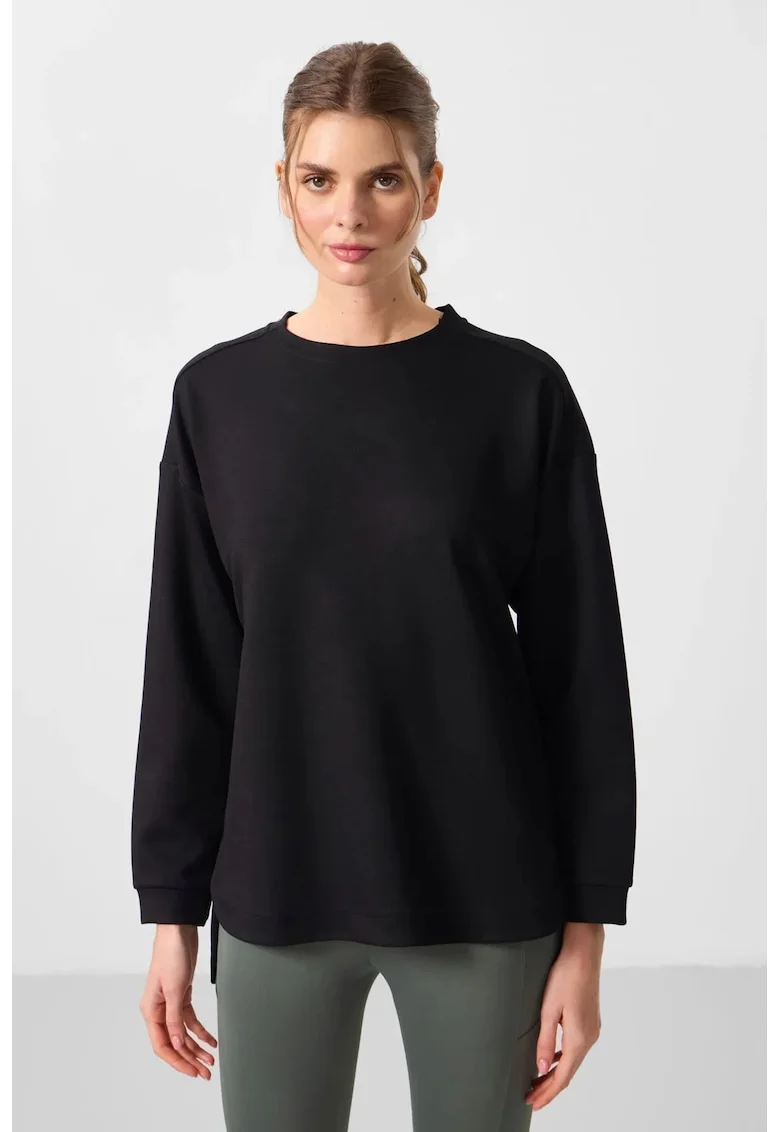 Bluze dama,  tunica lunga, casual, negru, amestec viscoza-poliester-elastan