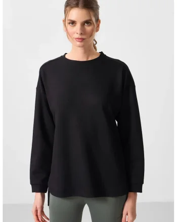 Bluze dama,  tunica lunga, casual, negru, amestec viscoza-poliester-elastan
